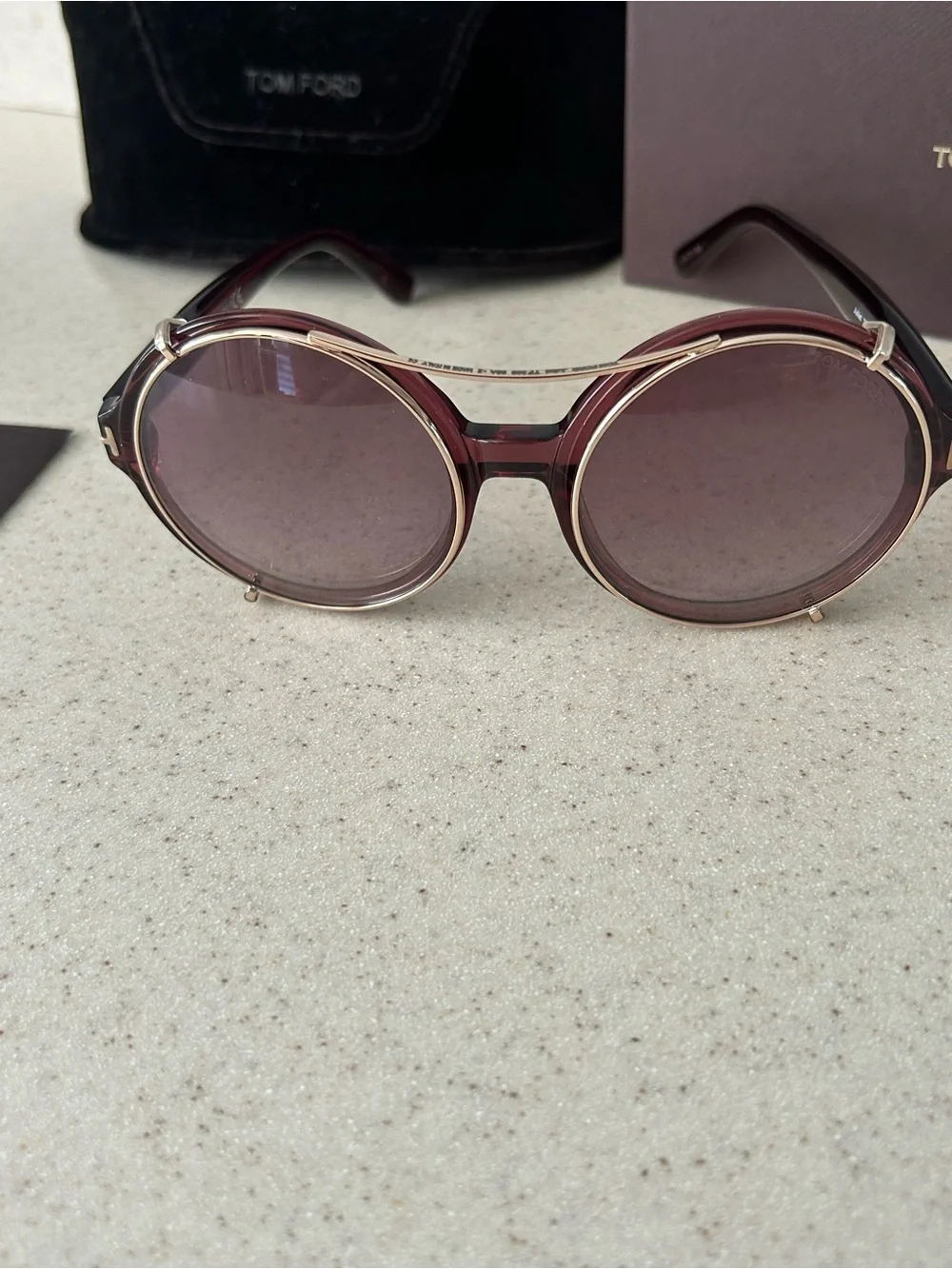 Tom Ford Round Women's Sunglasses in Brown and Gold Tones